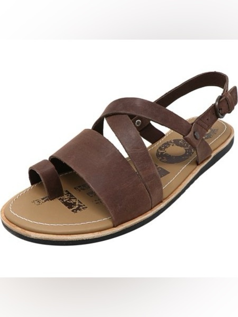 Sorel Ella Criss Cross Brown Leather Strappy Sandals Comfort Flat Size 10